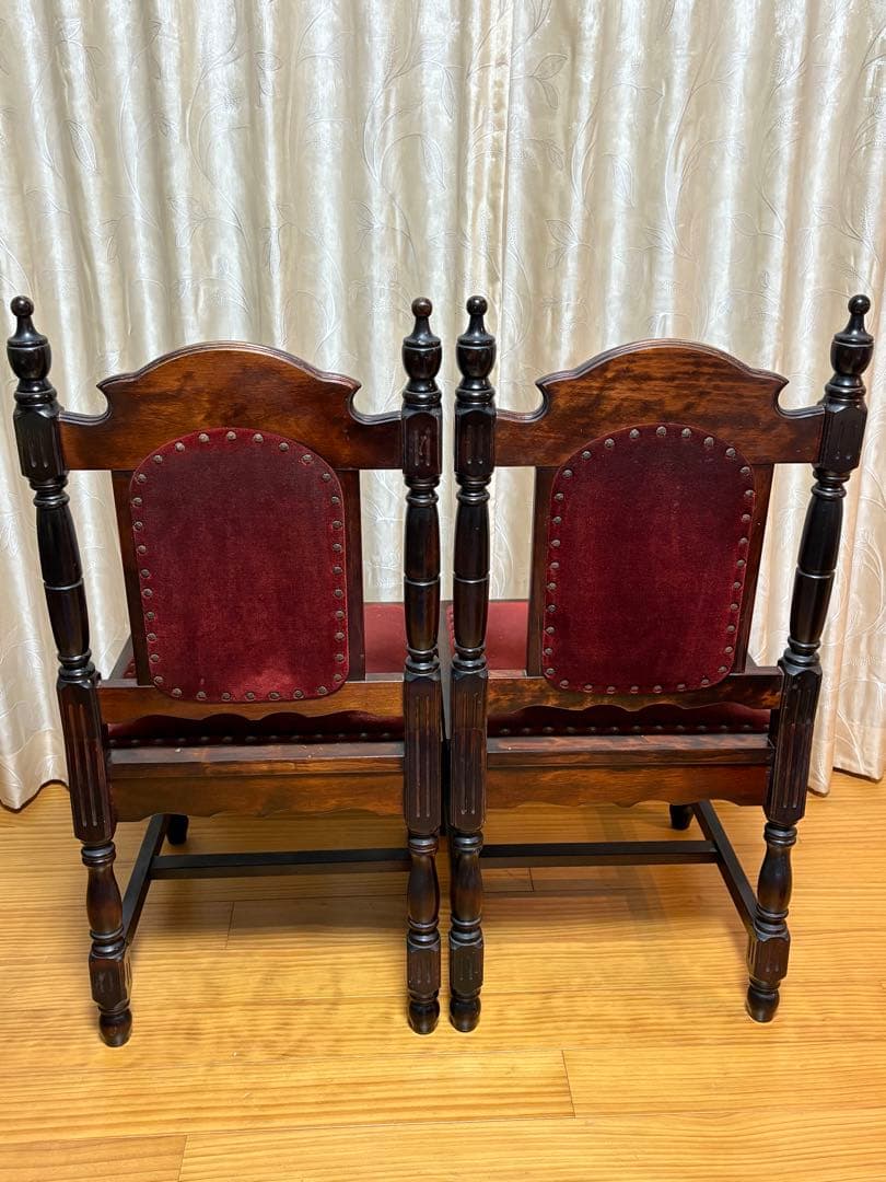 ヴィンテージ 鋲打ち　椅子　ベルベット張り　レトロ　チェア 2脚