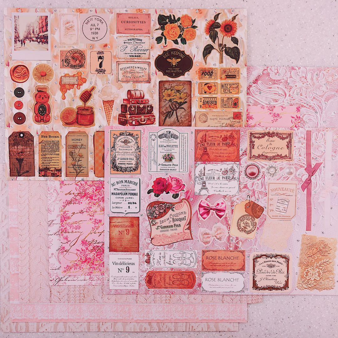 新作②romantic journal 70枚　A4デザインペーパー　コラージュ