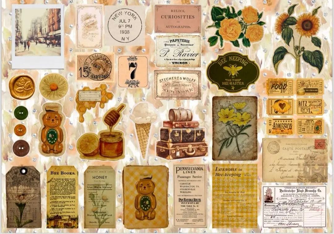 新作②romantic journal 70枚　A4デザインペーパー　コラージュ