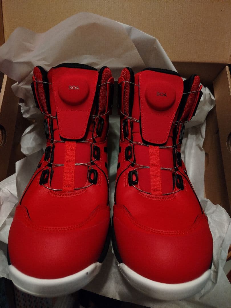 最終お値下げ！本日のみ！asics 　BOA赤ハイカット安全靴