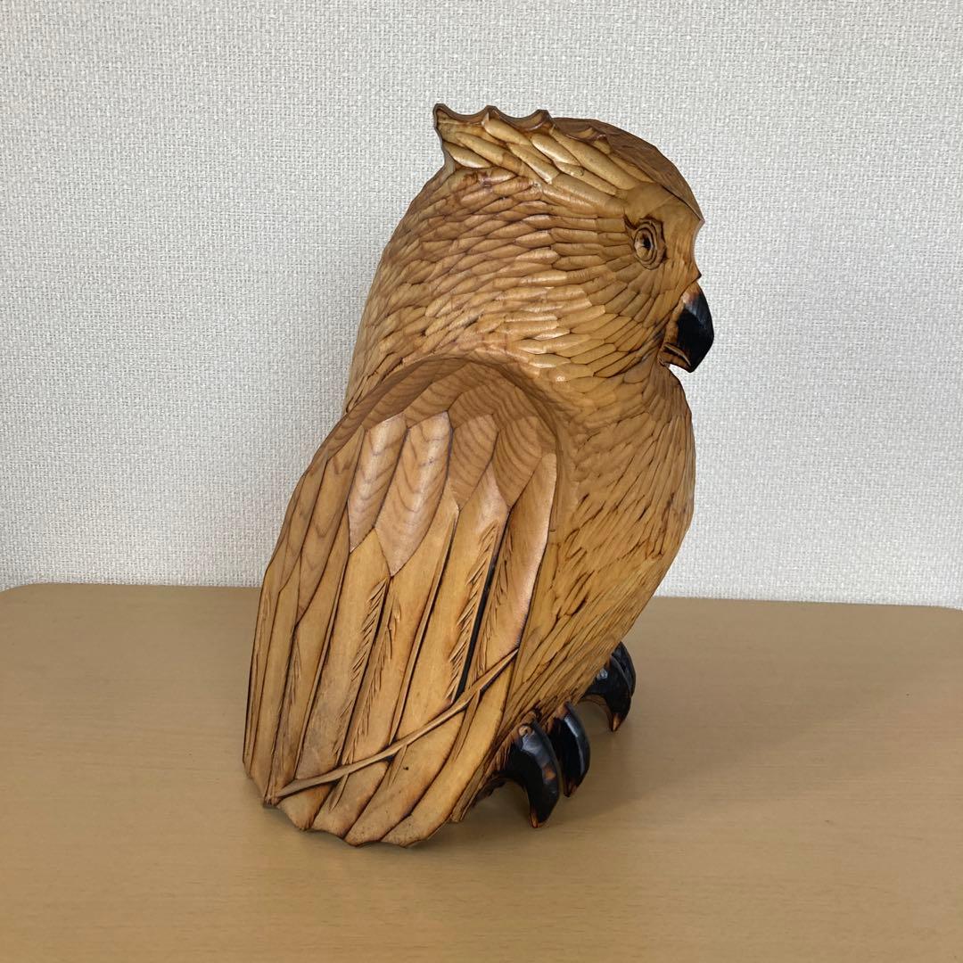 阿寒湖　コタン村　フクロウ木彫り　置物　オブジェ　ビンテージ