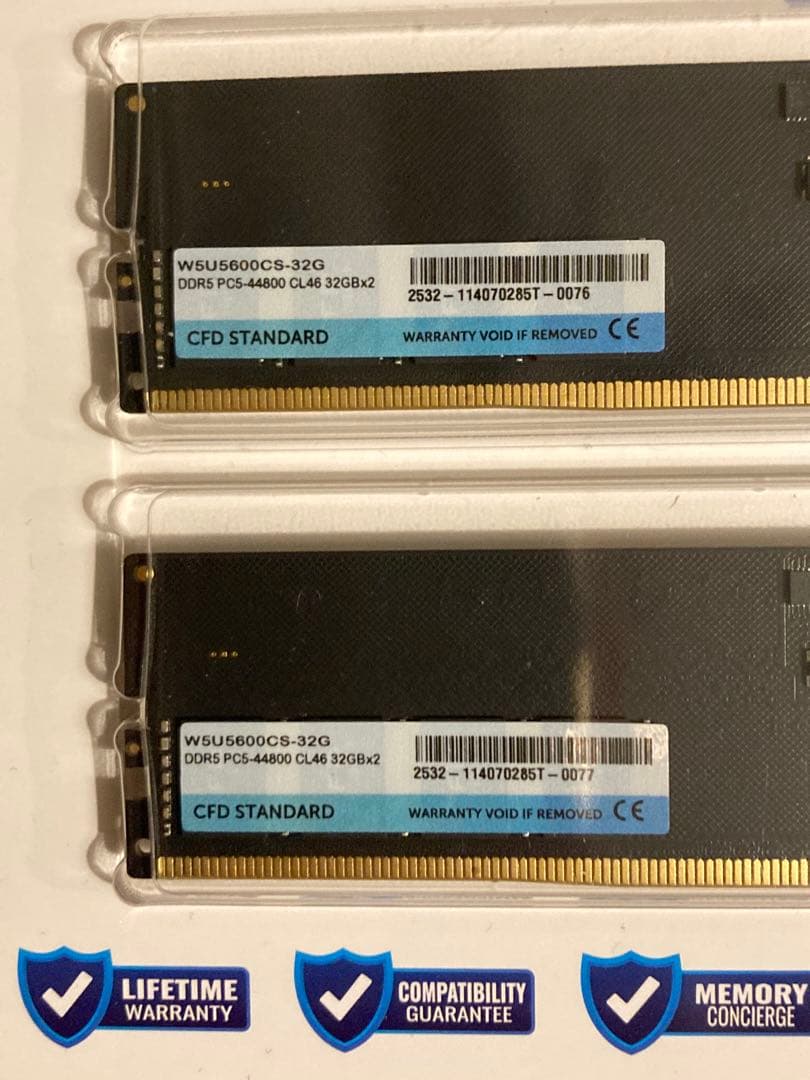 メモリー W5U5600CS DDR5 PC5-44800 32GB x2 = 64GB