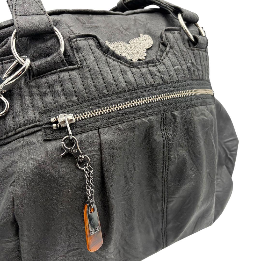 ディーゼル ショルダーバッグ y2k 90s レザー メタルロゴ ブラック 迷彩