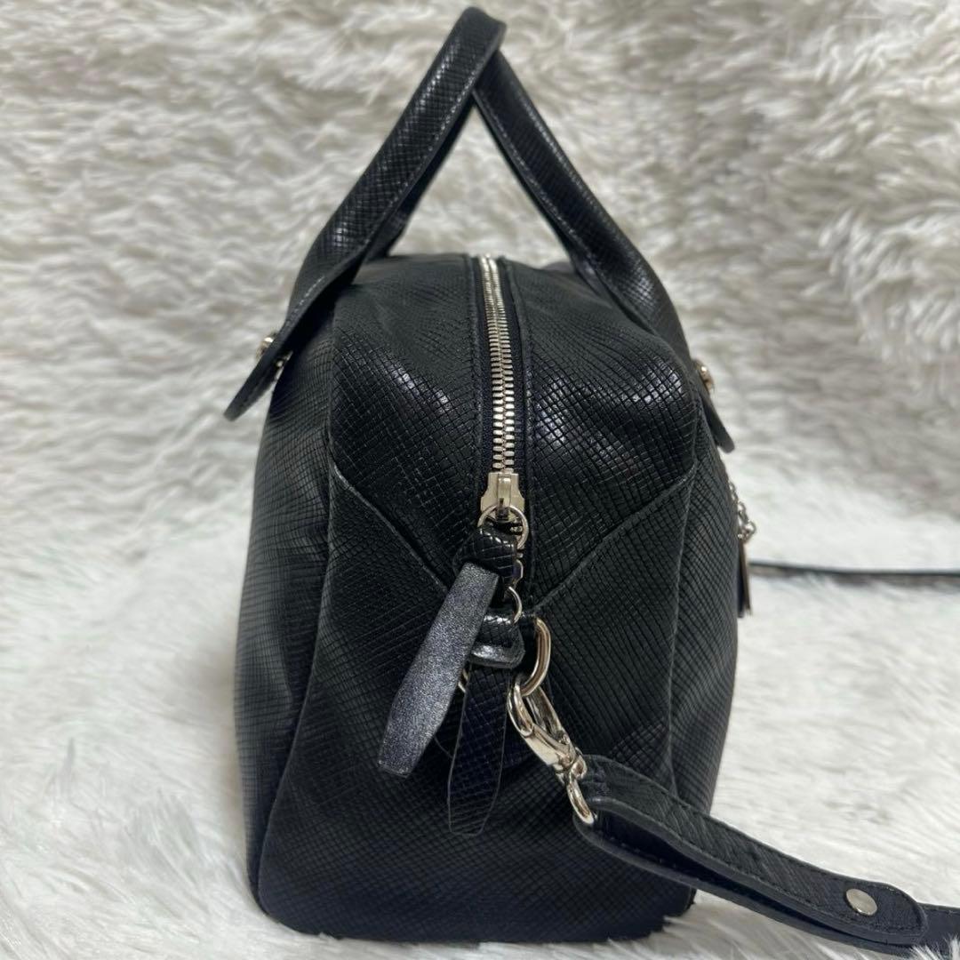 LONGCHAMP ロンシャン　クアドリ　2way ショルダーバック レザー 黒