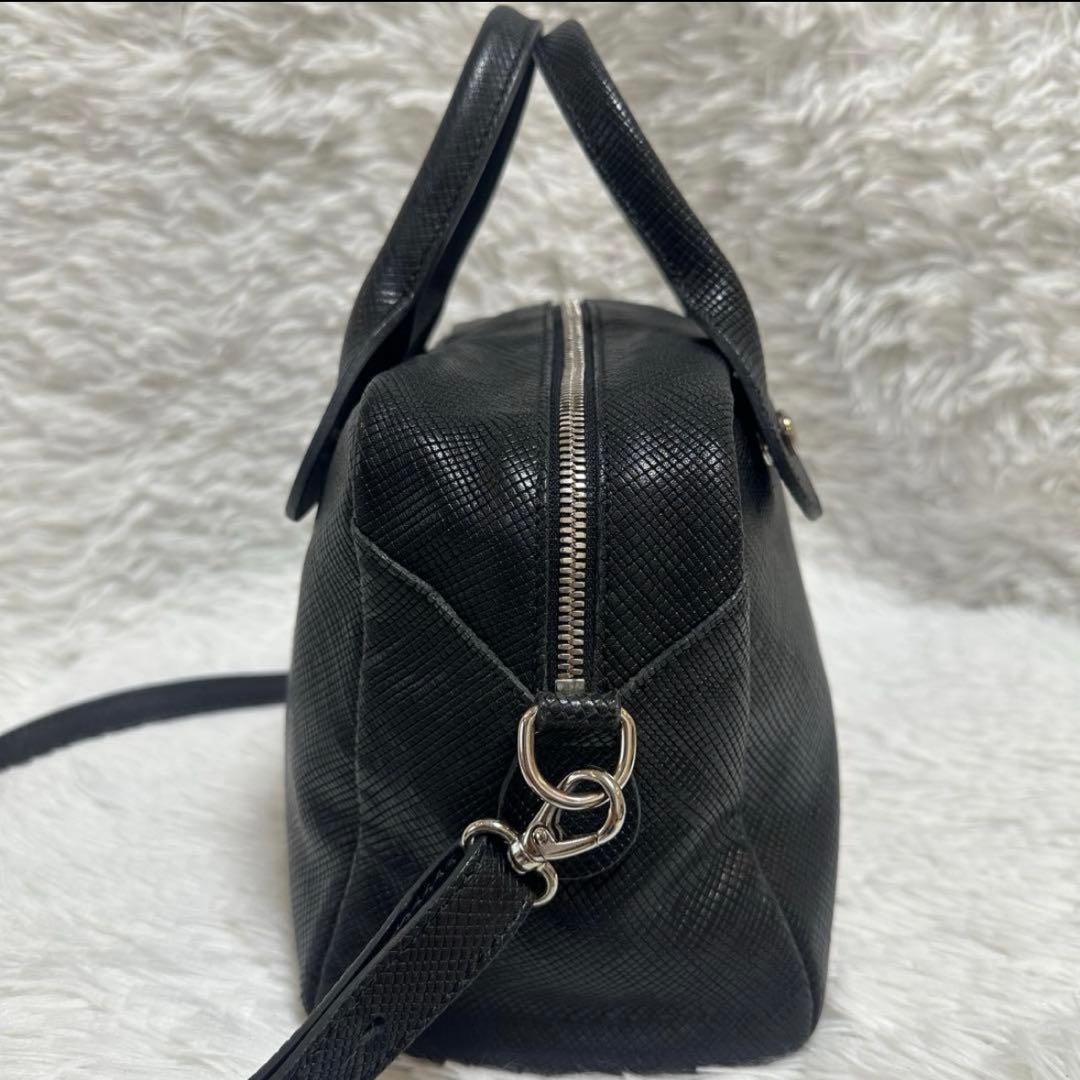 LONGCHAMP ロンシャン　クアドリ　2way ショルダーバック レザー 黒