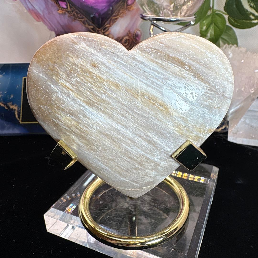 ペトリファイドウッド　ハート♡♡珪化木 No1716 ミルクティーカラー♡♡