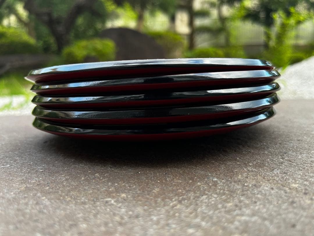 超美品　琉球漆器　bemgo 紅房　べんぼう　平皿　ゆうなの花　5枚セット