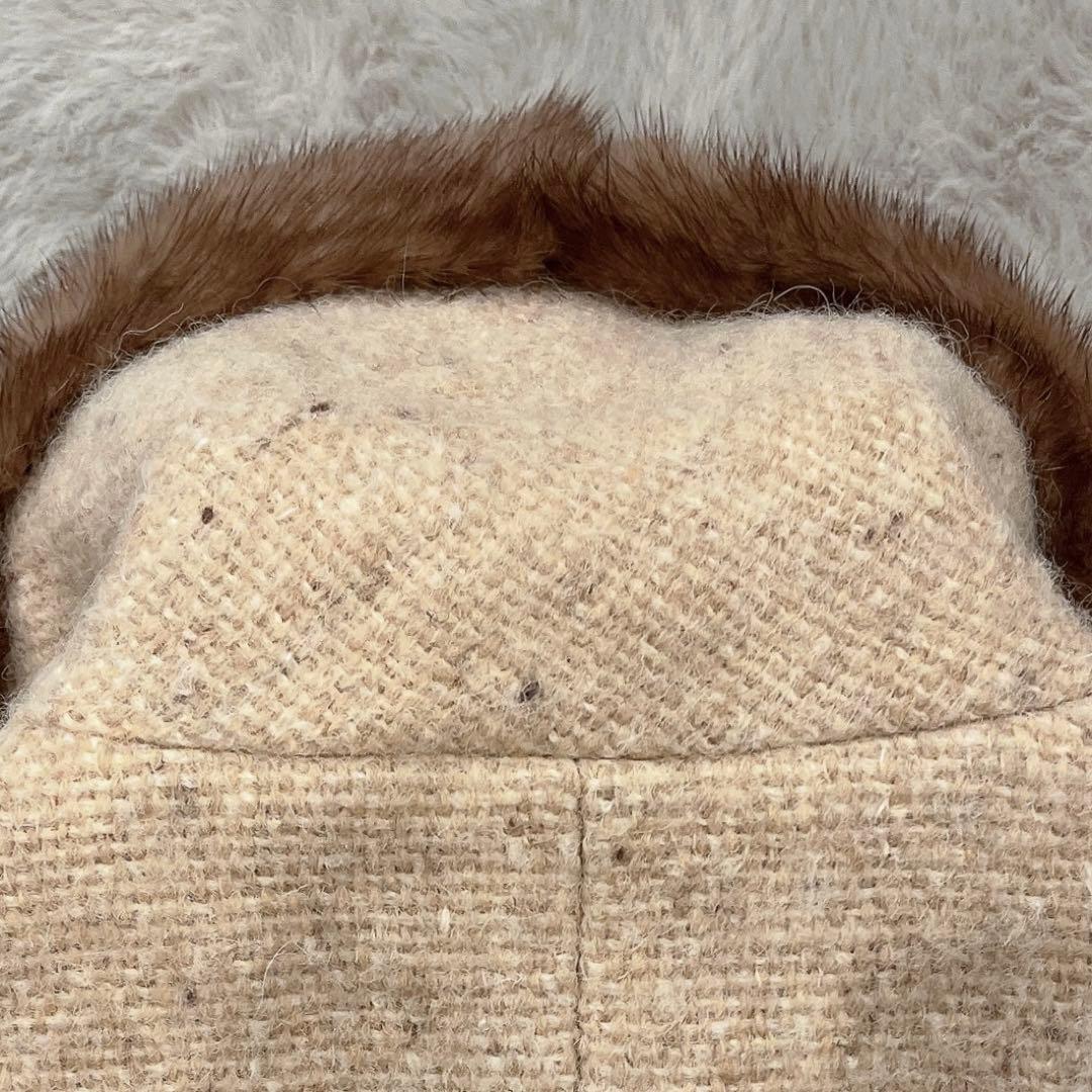 Harrods♡ミンクファー付ショート丈 ウールコート モヘア 裏地シルク 1