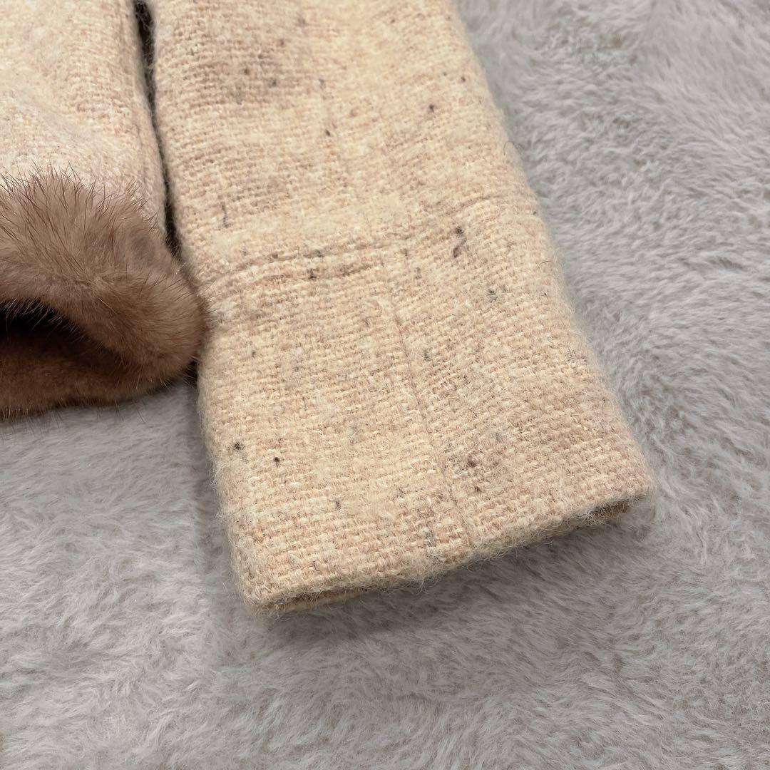 Harrods♡ミンクファー付ショート丈 ウールコート モヘア 裏地シルク 1