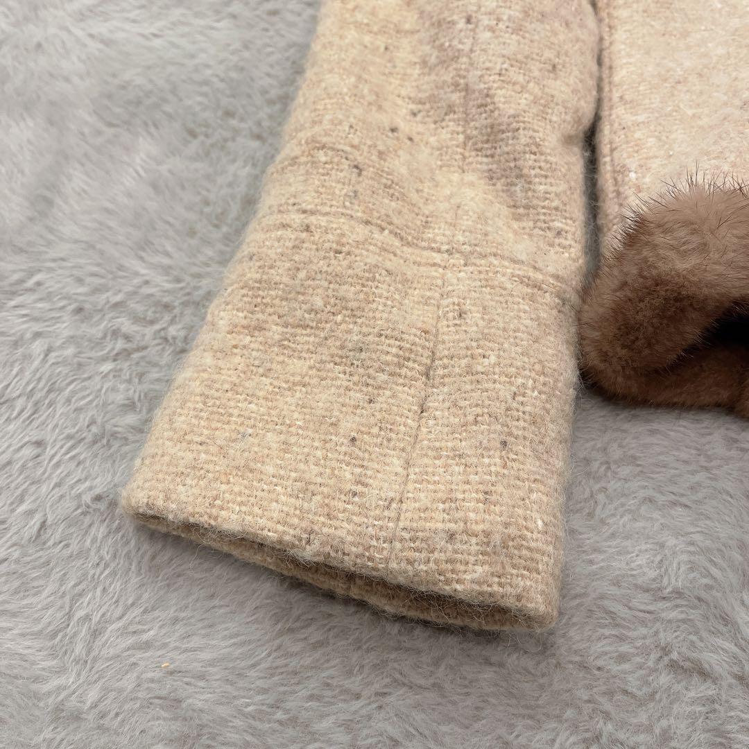 Harrods♡ミンクファー付ショート丈 ウールコート モヘア 裏地シルク 1