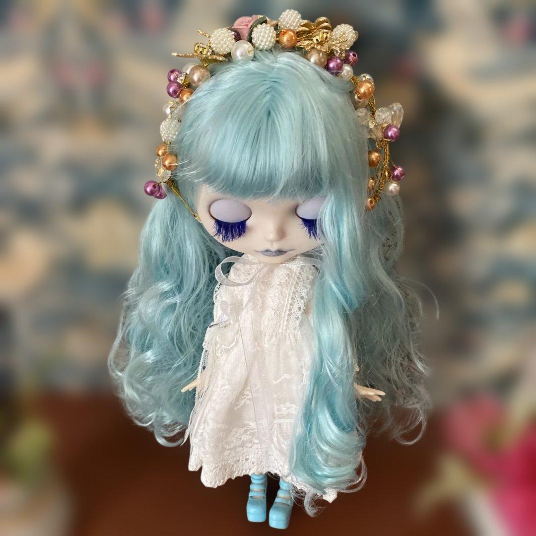 【専用商品です】カスタムドール『水の妖精』水色ロングウェーブヘア