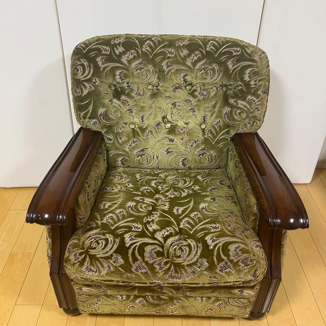 オールドカリモク　金華山　1人ソファ　グリーン　カリモク　karimoku