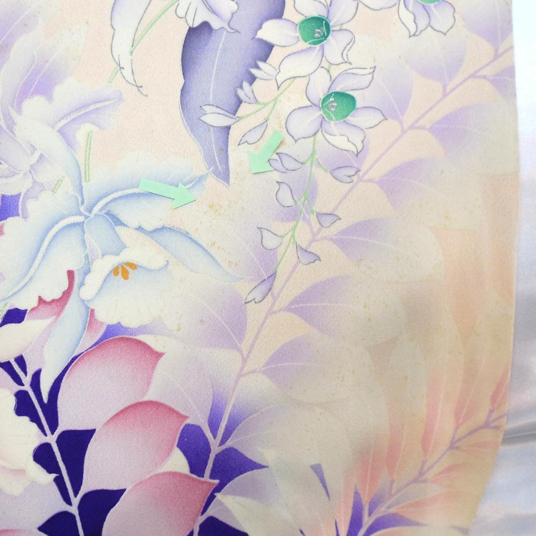 美品★振袖フルセット　正絹　成人式　振袖　7点セット　Mサイズ　紫　花柄　華やか