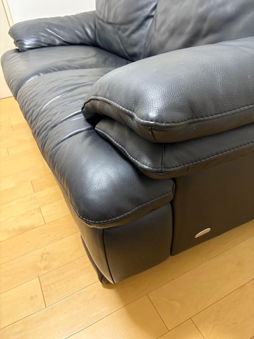 Italsofa イタルソファ　高級ソファ　本革レザー　ブラック　2人掛け