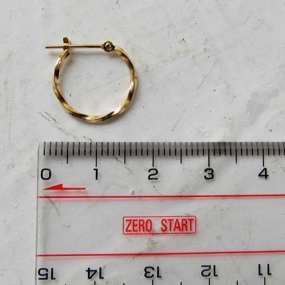 K18 ピアス フープ 18K ツイスト つけっぱなし 片耳 12 12ミリ
