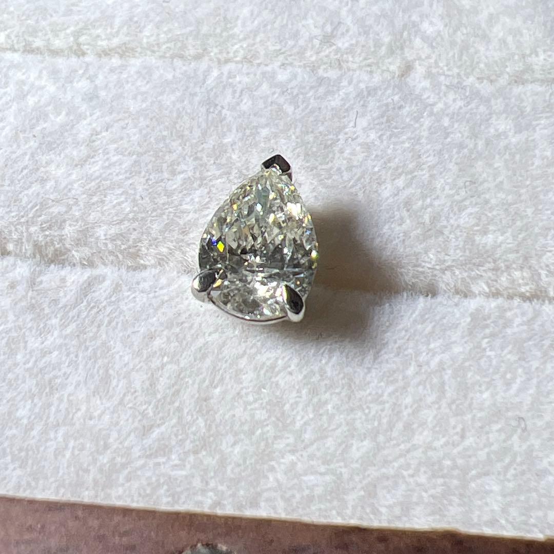 天然ダイヤモンドピアス 片耳 1.052ct Pt ペアシェイプカット