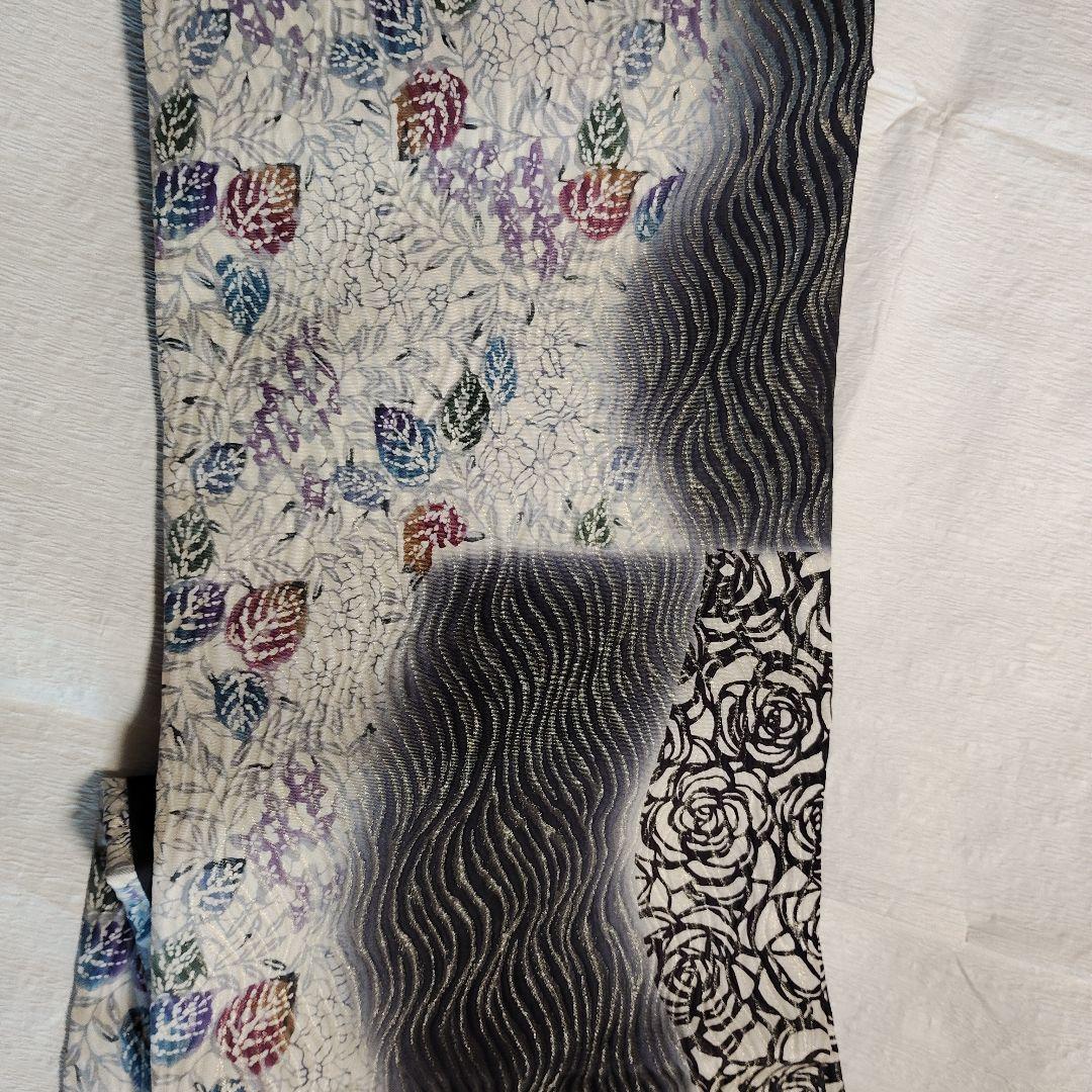 西陣織袋帯 黒いバラと葉のデザイン