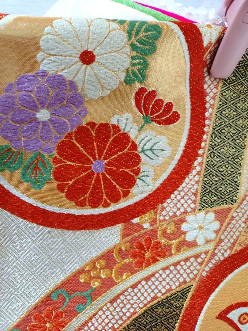 振袖　長襦袢　袋帯　帯締　帯揚　重衿　フリルレース衿　フルセット　美品