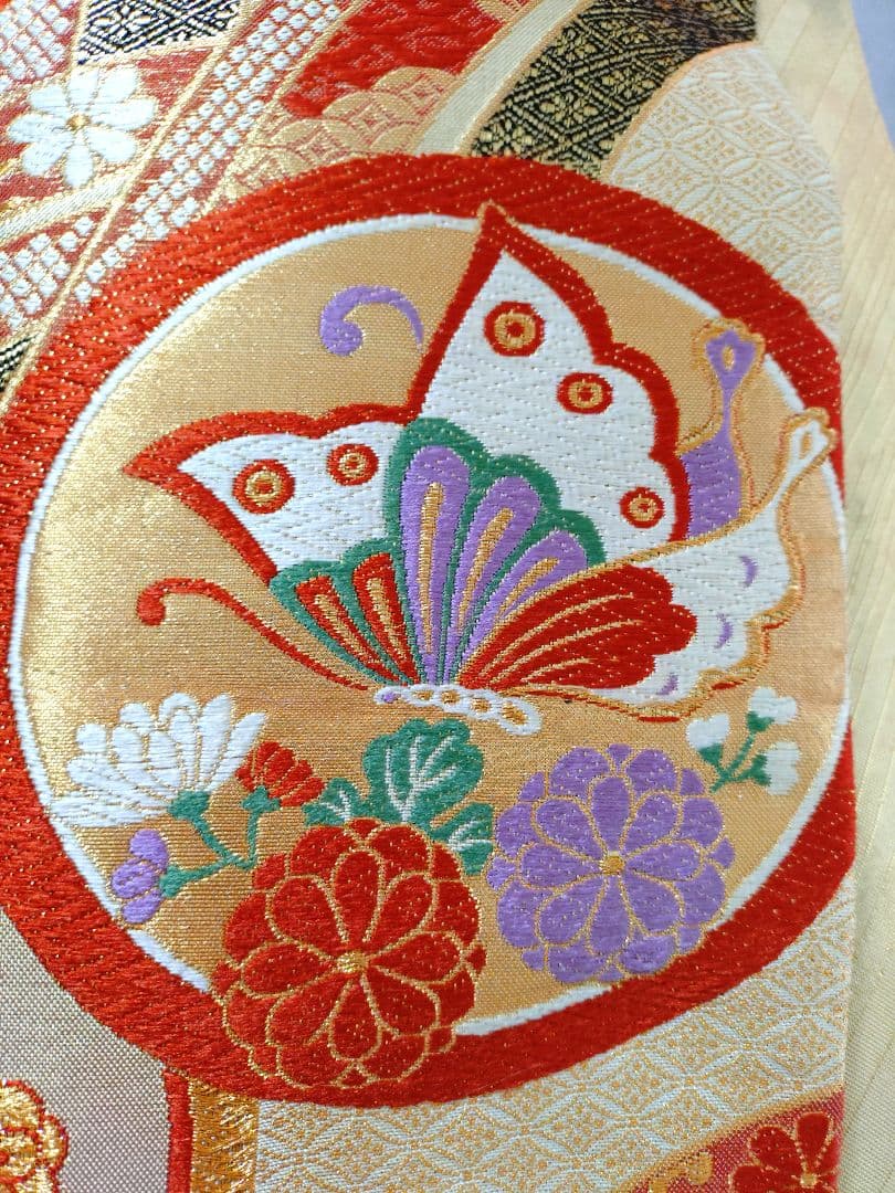 振袖　長襦袢　袋帯　帯締　帯揚　重衿　フリルレース衿　フルセット　美品