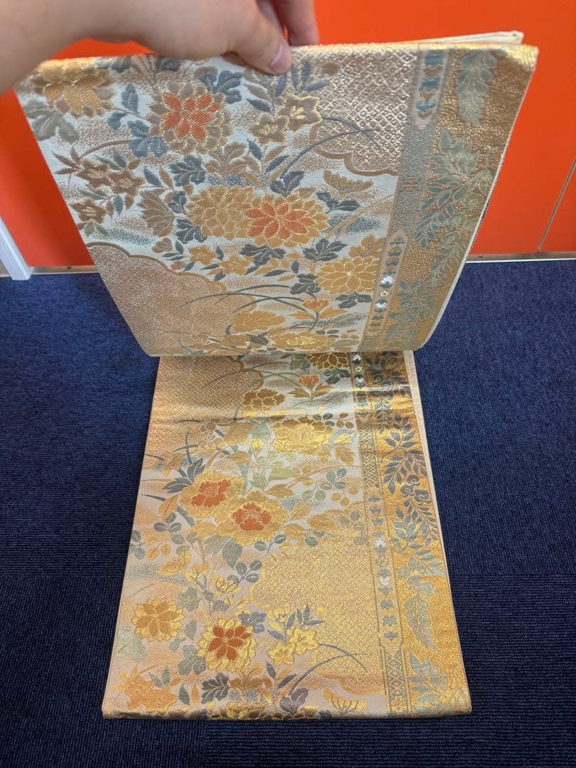 1930 袋帯 古代彫金紋  西陣織   金糸　高級上質上品　約440cm