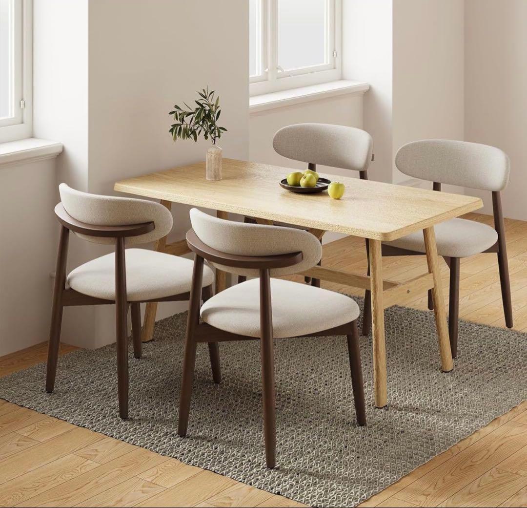 ✨大特価✨ダイニングチェア 2脚 セット ナチュラル木目 快適ファブリック