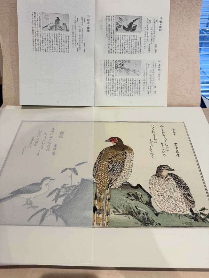 喜多川歌麿画 「絵本百千鳥」手摺木版画 計14枚 解説付