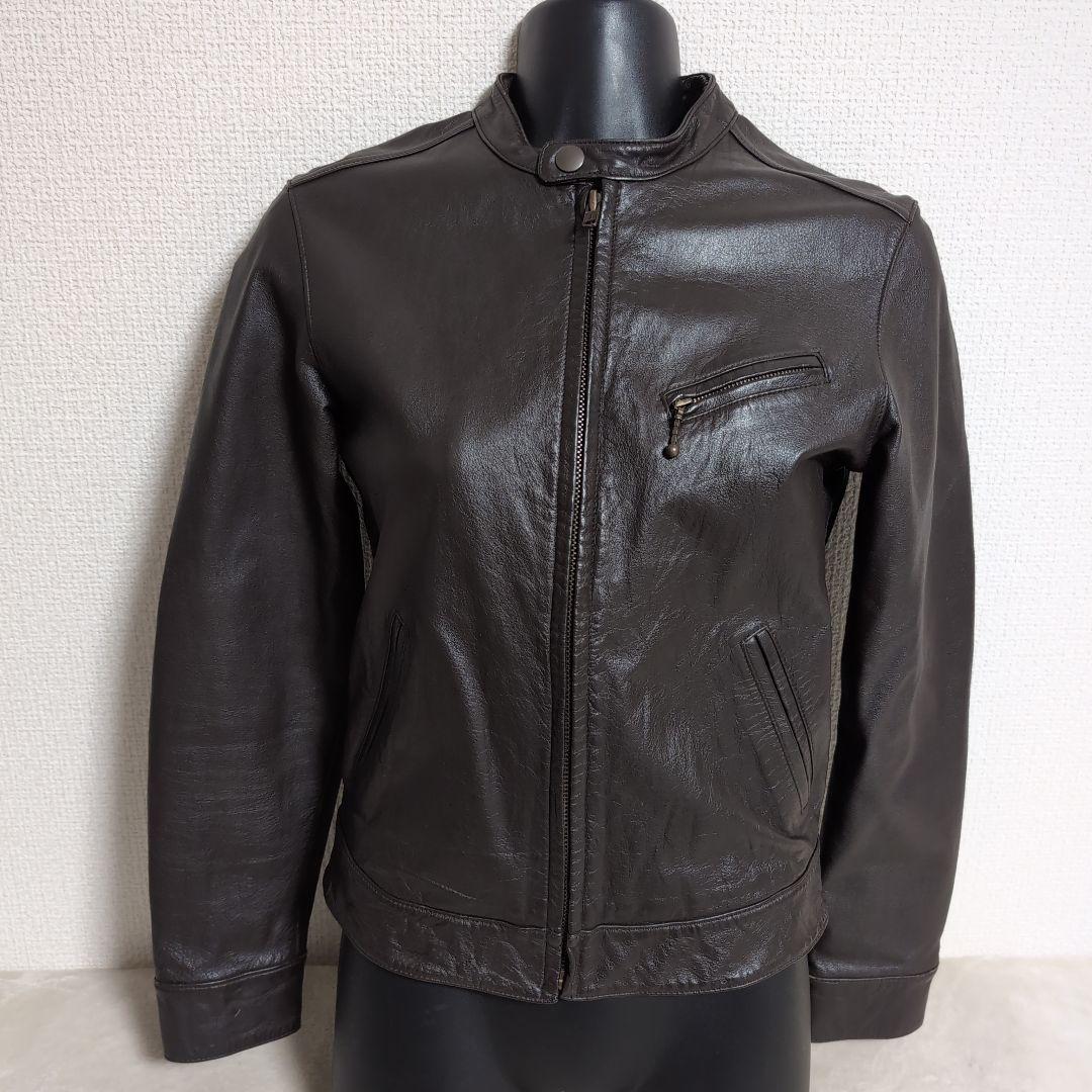 ef26 moussy ブラウン シングル ライダース ジャケット レディースM