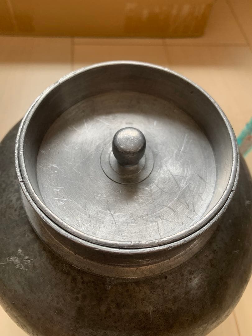 古錫製　錫斑茶壷　煎茶道具　高さ21cm