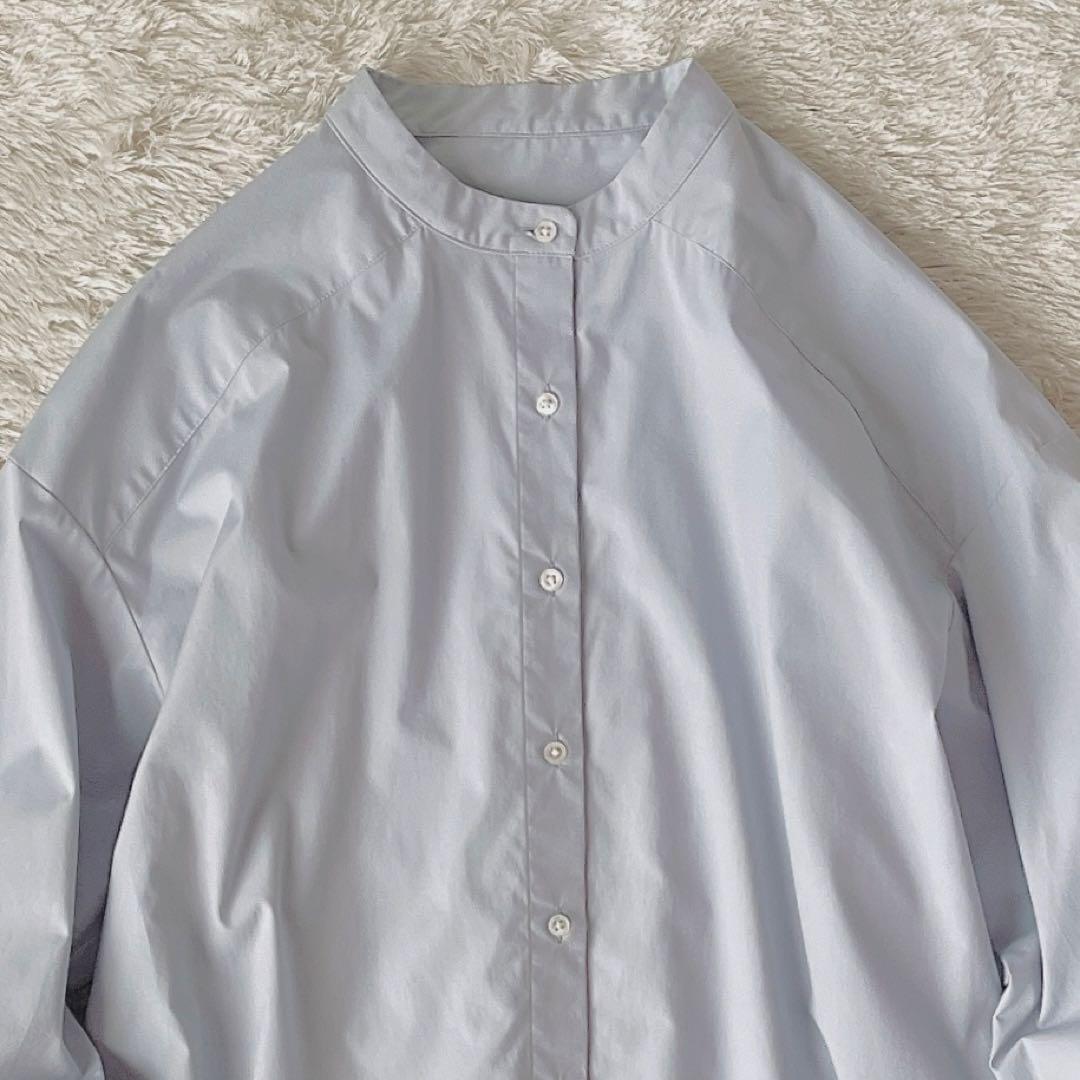 【美品】ソージュ バンドカラー ロングシャツ ワイド ライトブルー