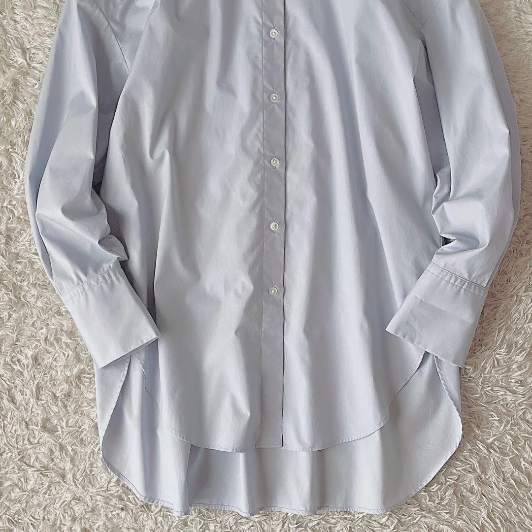 【美品】ソージュ バンドカラー ロングシャツ ワイド ライトブルー
