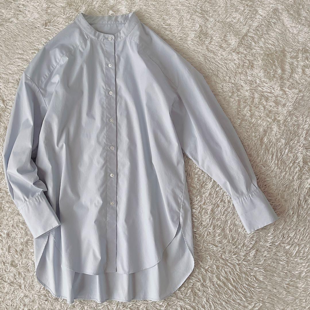【美品】ソージュ バンドカラー ロングシャツ ワイド ライトブルー