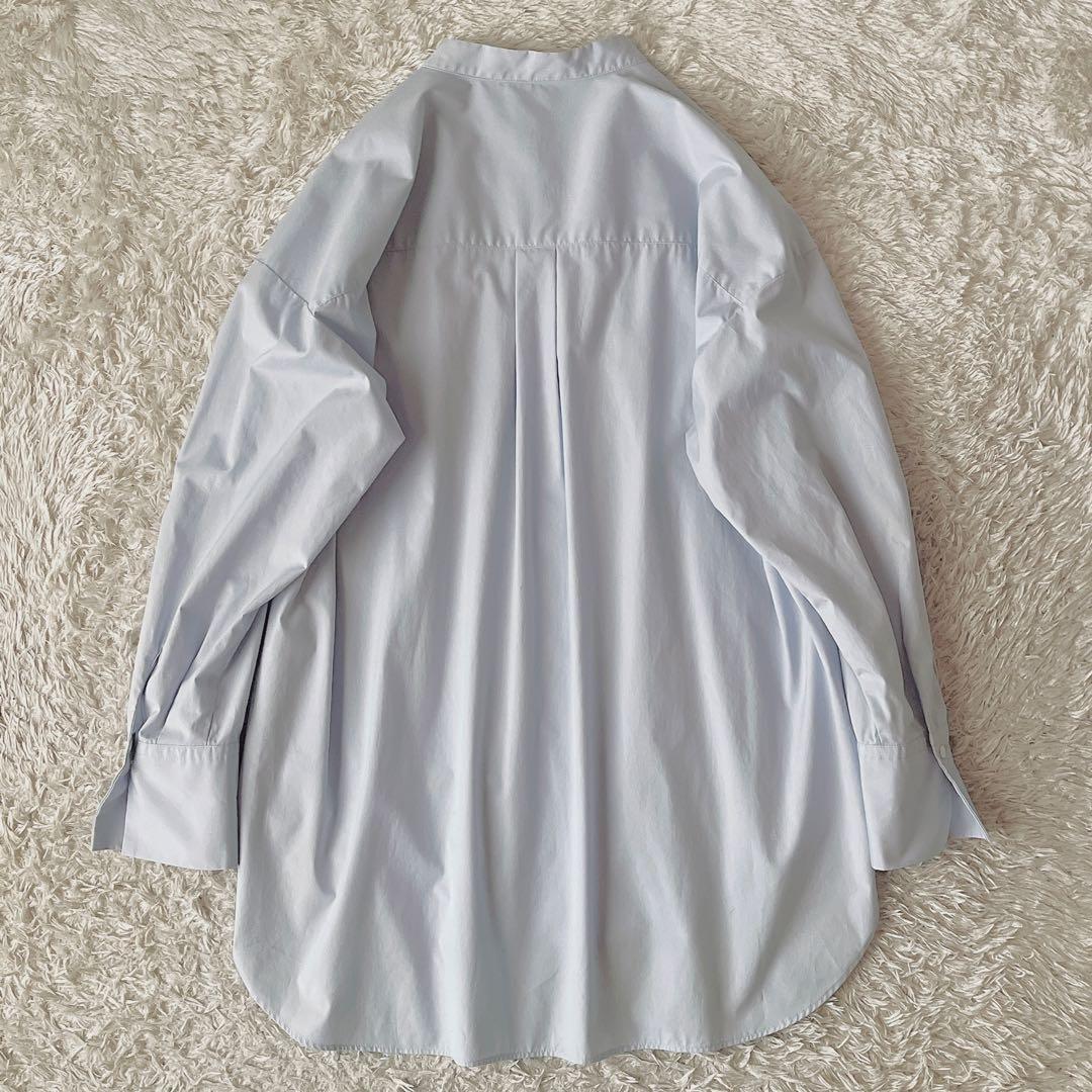【美品】ソージュ バンドカラー ロングシャツ ワイド ライトブルー