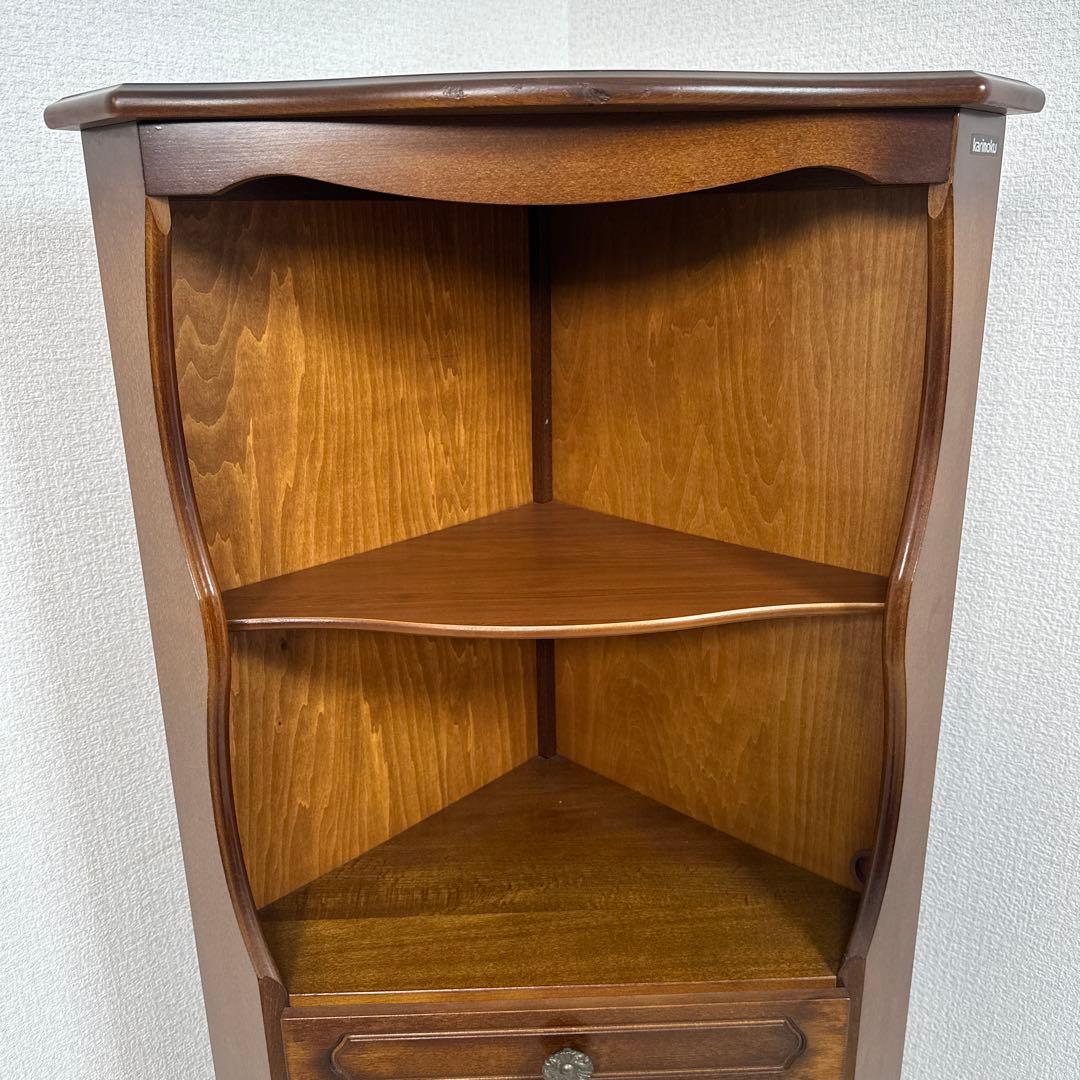 カリモク コロニアル コーナー 飾り棚 キャビネット 電話台 花台 i1※