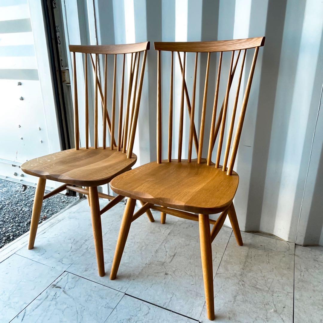 取付無料！飛騨産業 天然木オーク材 ニューマッキンレイ ウィンザーチェア2脚✨