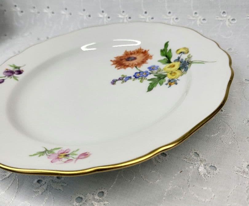 未使用近❤マイセン ベーシックフラワー 3つの花 プレート皿 ケーキ デザート