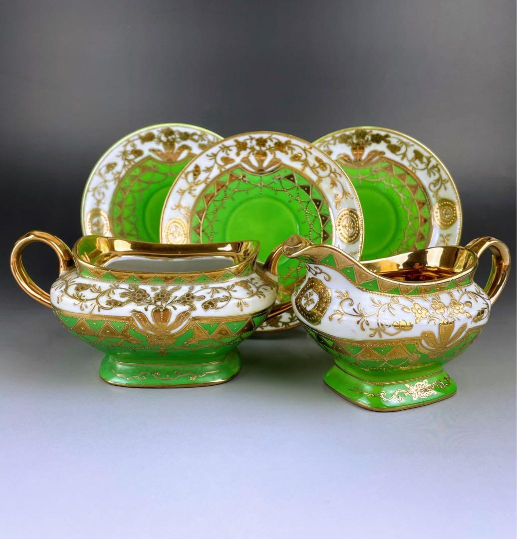 【希少】オールドニッポン シュガーボウル クリーマー ソーサー３枚セット 金盛り