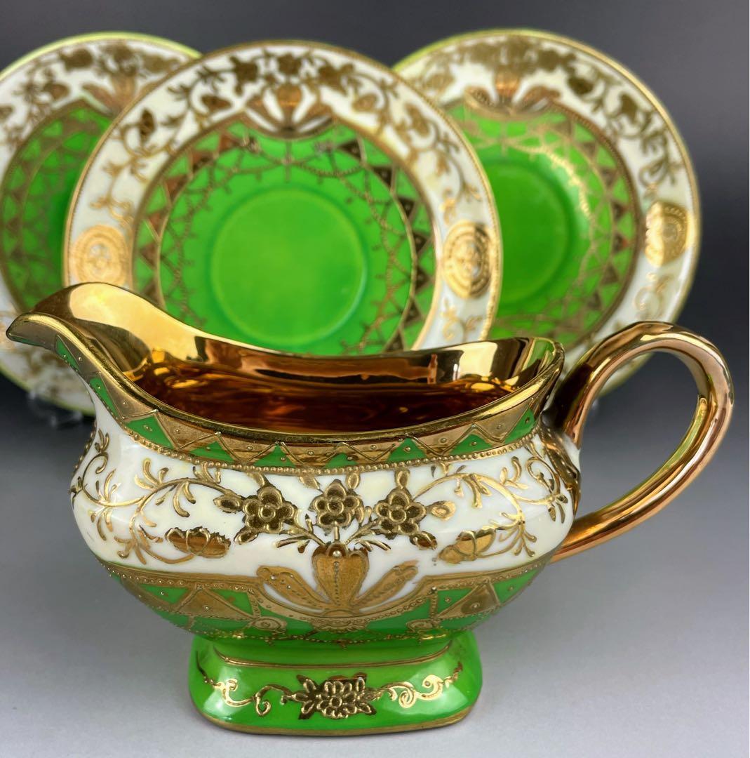 【希少】オールドニッポン シュガーボウル クリーマー ソーサー３枚セット 金盛り