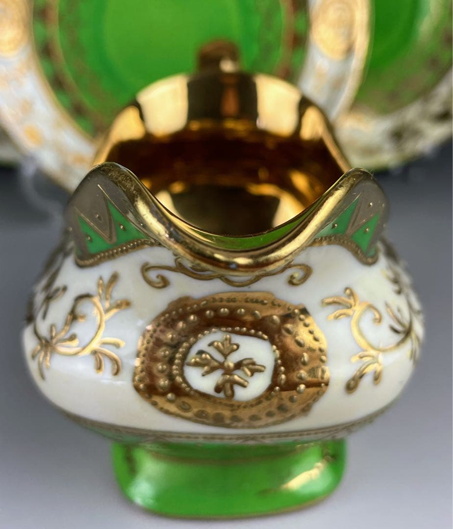 【希少】オールドニッポン シュガーボウル クリーマー ソーサー３枚セット 金盛り