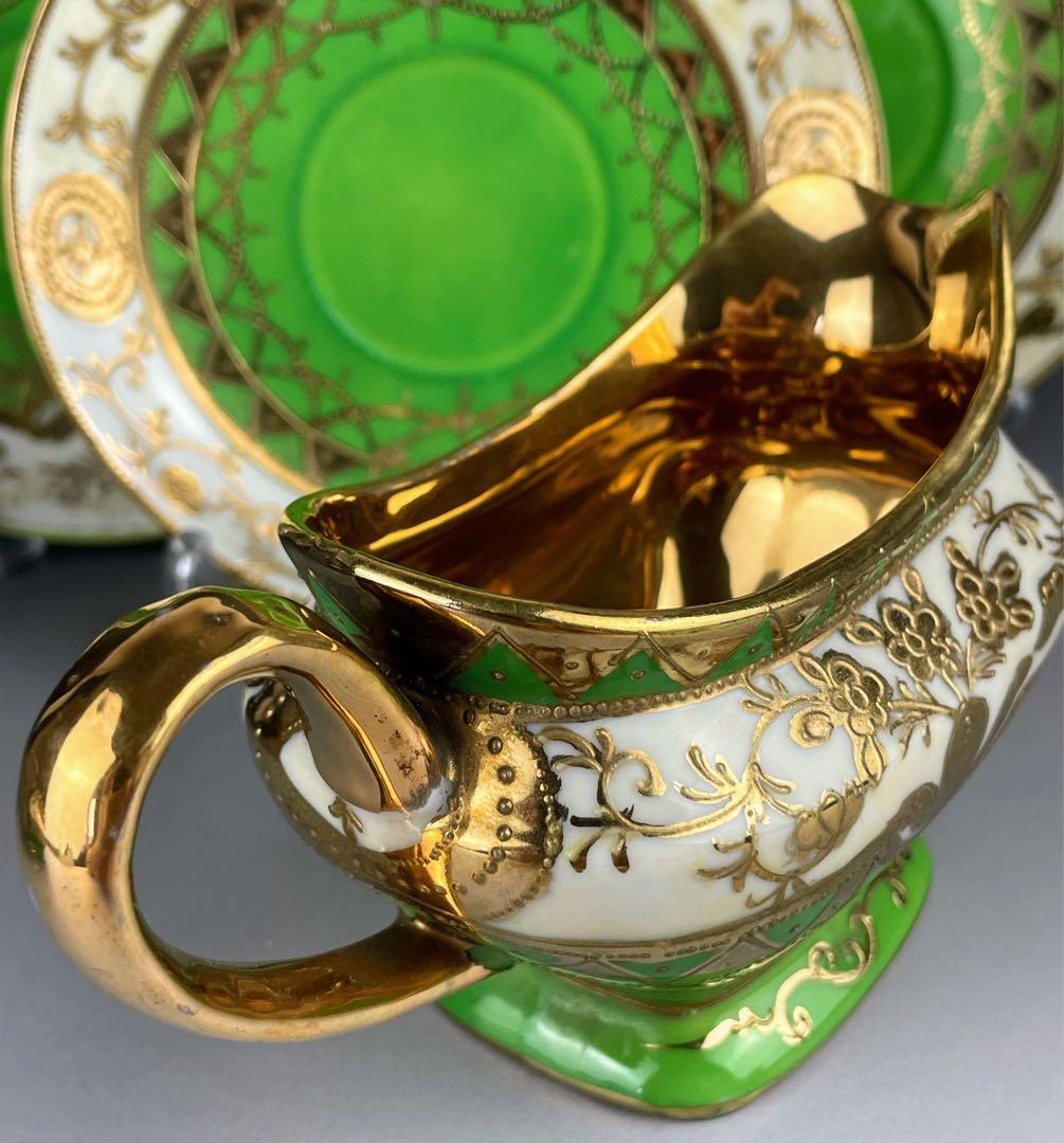 【希少】オールドニッポン シュガーボウル クリーマー ソーサー３枚セット 金盛り