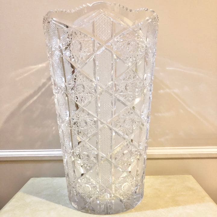 #37 ボヘミア　ガラス　花瓶　花器　Bohemia ハンドカット　クリスタル