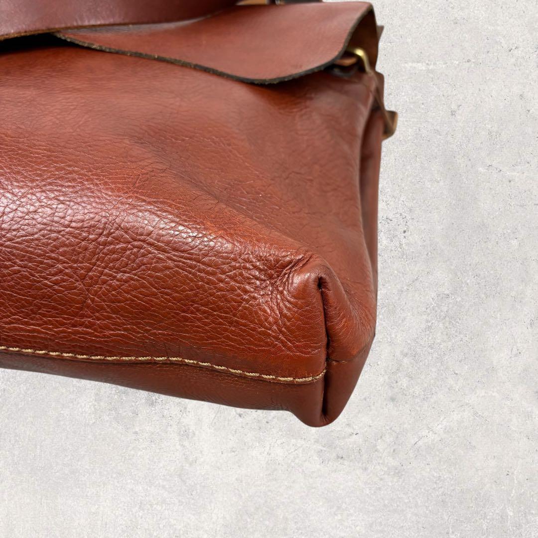 HERZ ヘルツ 半かぶせ ショルダーバッグ M ブラウン 本革 斜め掛け