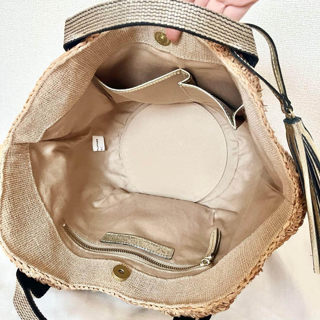 美品 VIOLAd'ORO ヴィオラドーロ ラフィア カゴバッグ　保存袋付き