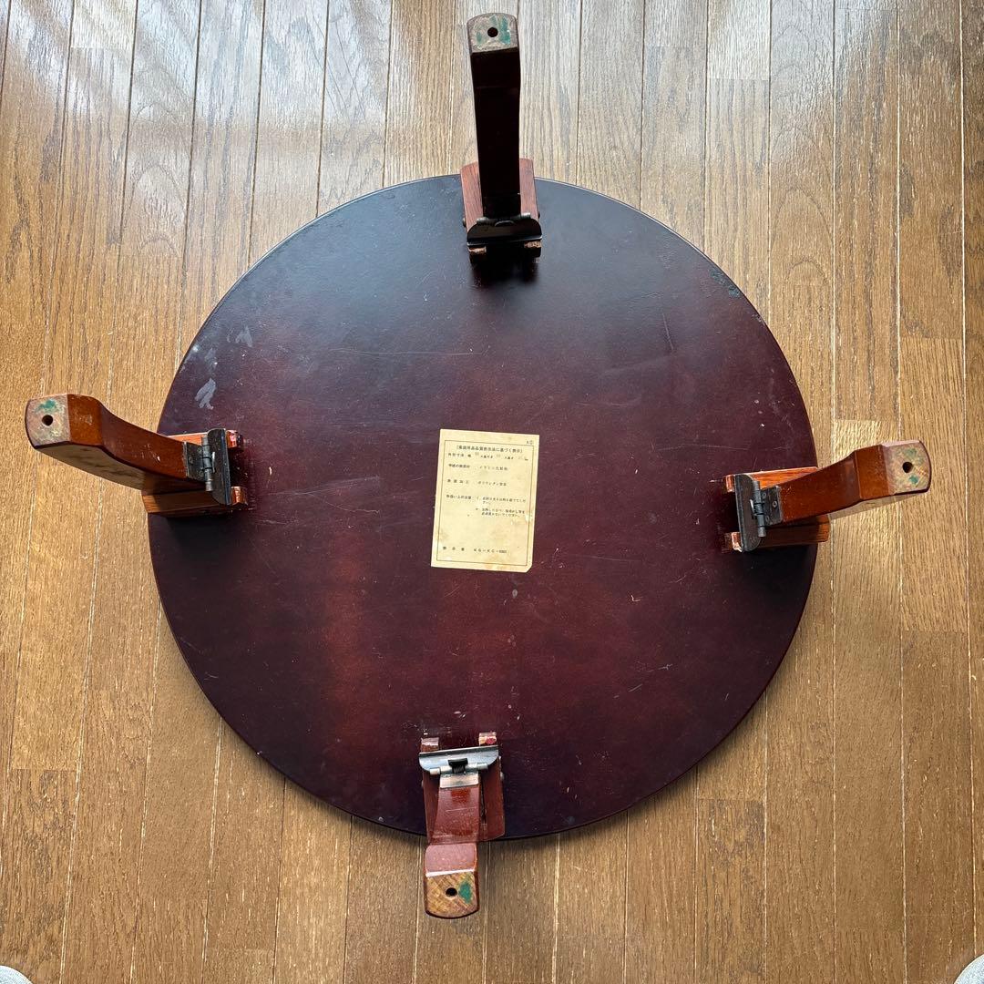 木製ちゃぶ台　折りたたみ　小円卓　丸テーブル　昭和レトロ