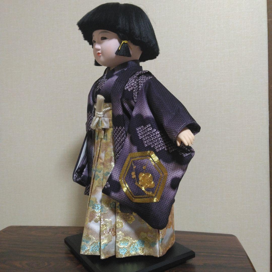 市松人形　絞り染め　金刺しゅう　金彩　寿宝作　ガラスケース付き　４５cm