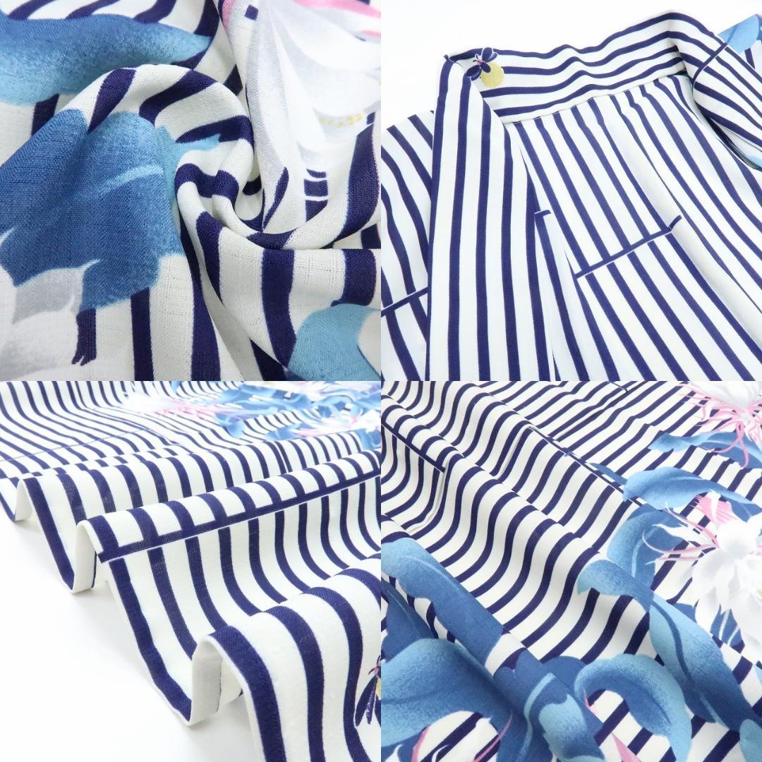 Y3111◆美品 洗える夏着物 撫松庵謹製 薄物 月下美人 蛍 浴衣