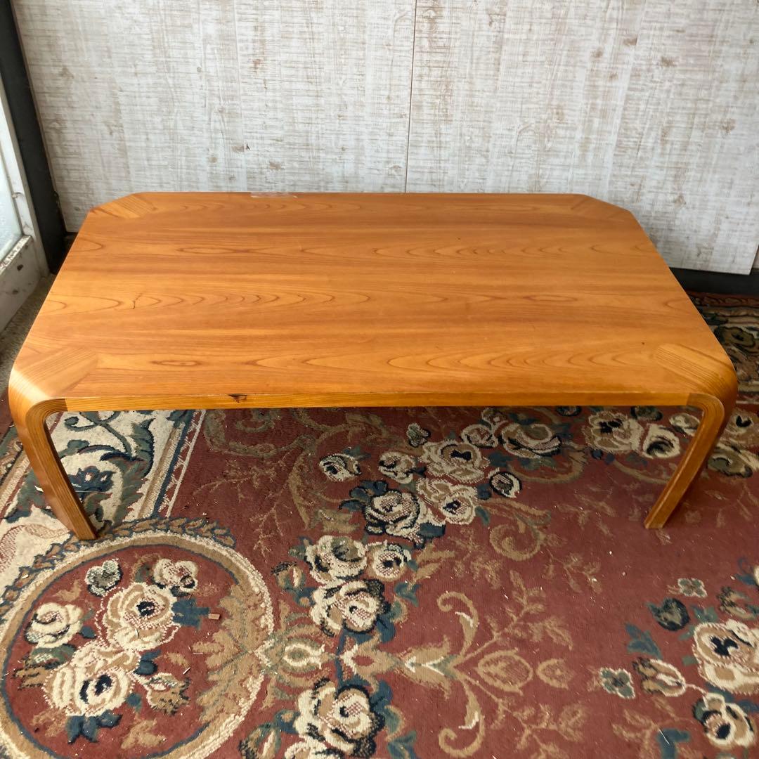 昭和レトロ プライウッド 大型座卓 曲げ木 ローテーブル 木製センターテーブル