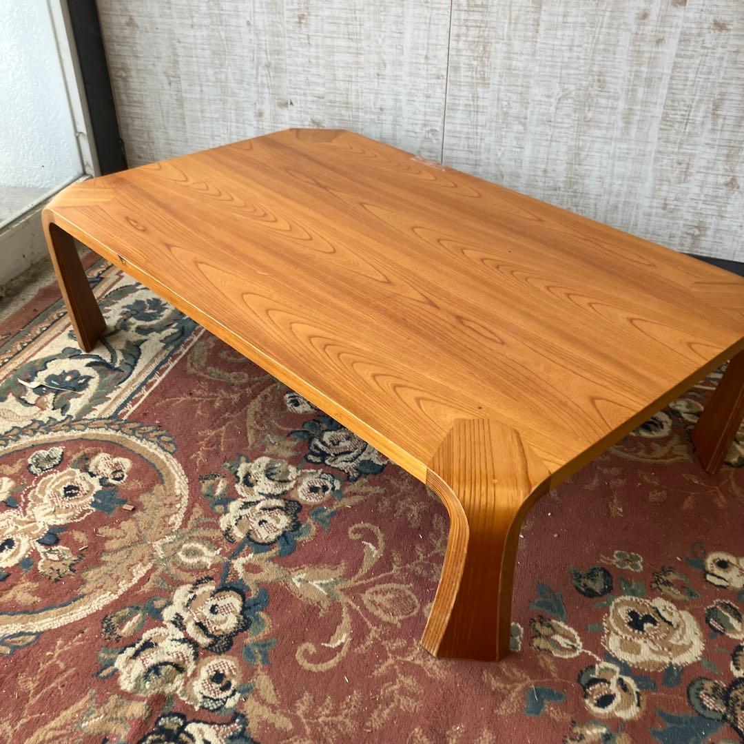 昭和レトロ プライウッド 大型座卓 曲げ木 ローテーブル 木製センターテーブル