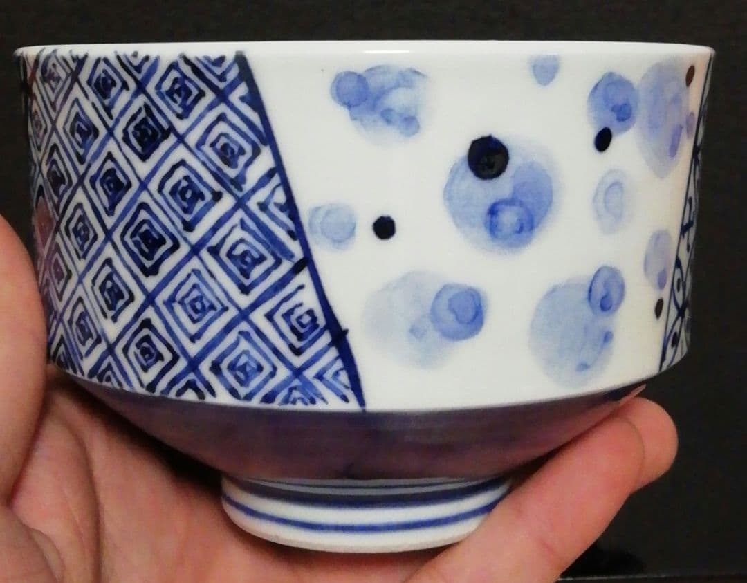 谷口良三作　京焼　染付　茶碗　共箱　茶道具