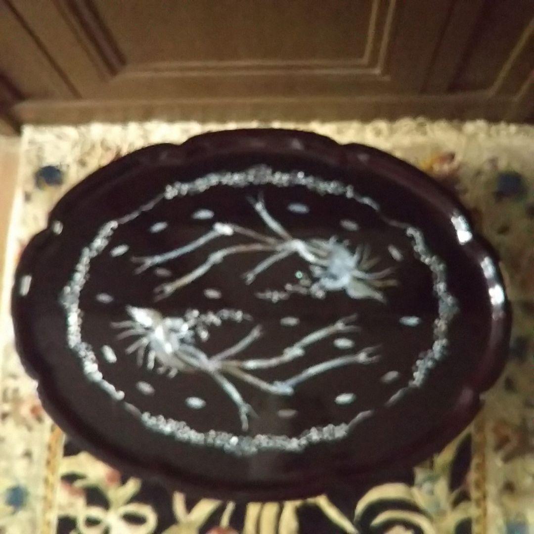 螺鈿細工家具☆折り畳み☆楕円形ローテーブル☆アンティーク