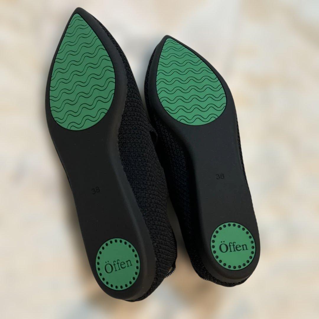 新品未使用Offen オッフェン スカラップ ニットパンプス ブラック38 24